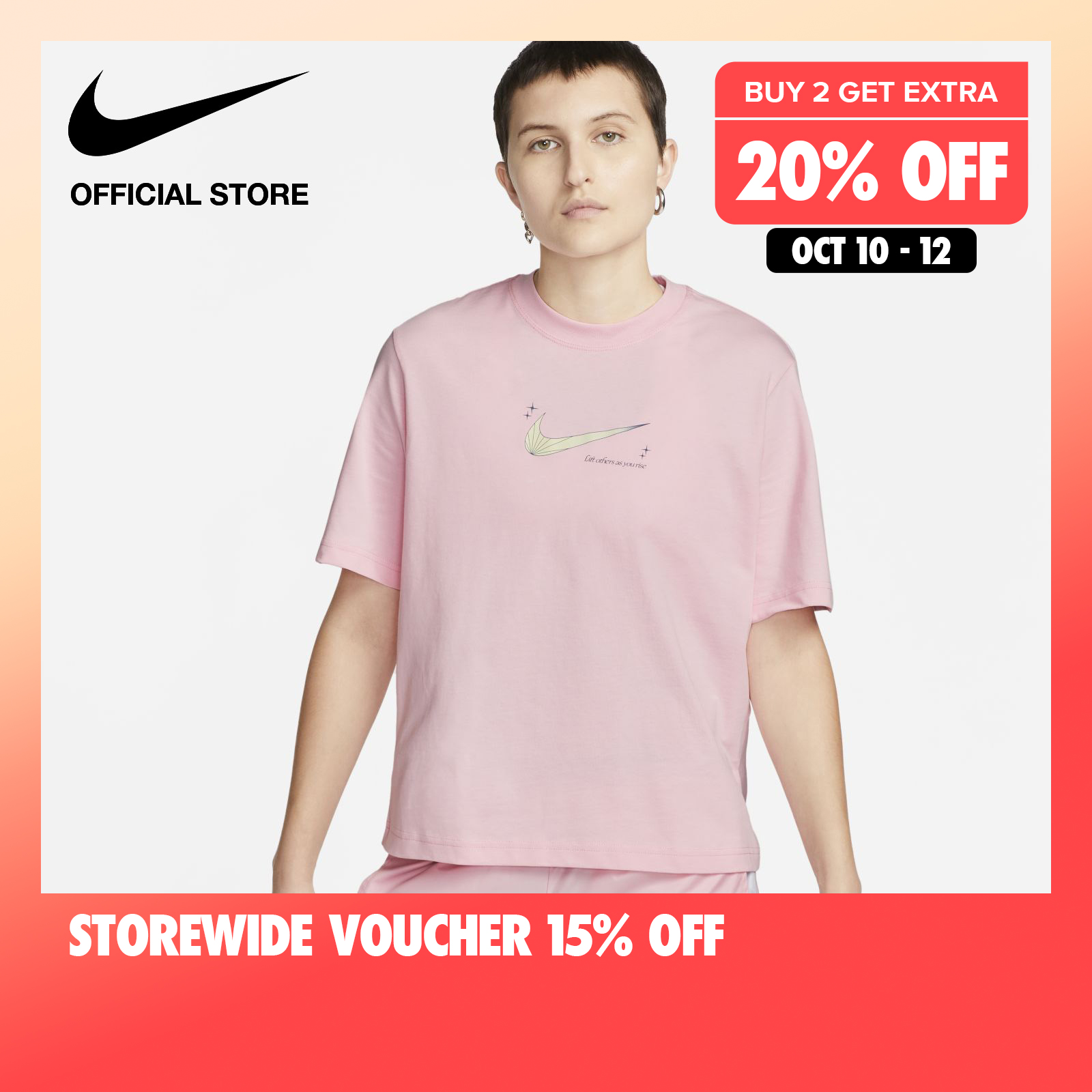 Nike Women&#x27;s Sporstwear Boxy T-Shirt - Medium Soft Pink|,|