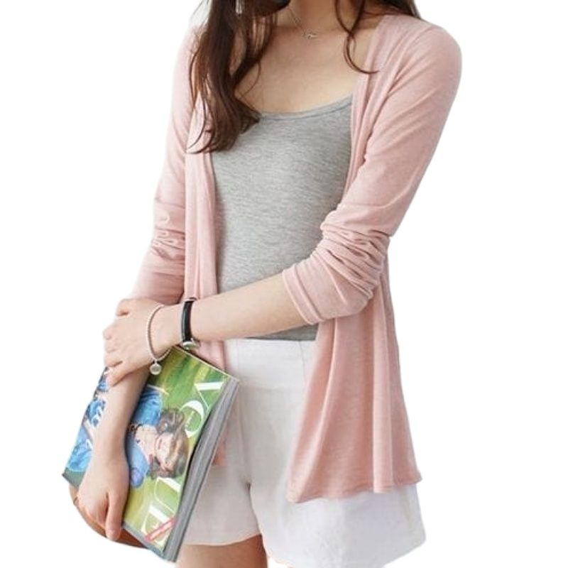 Stella Fashion Women Long-Sleeved Thin Cardigan Jacket Loose Modal Thin Mid-length Plus size Sun Protection women Cardigan|,|