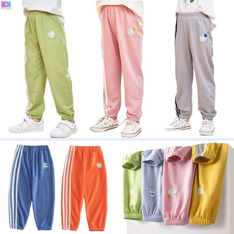 Kid&#x27;s Breathable Sports Pants ice Silk Girls Boys Unisex Fashion Cartoon Trousers Loose Comfortable Korean Anti-Mosquito Pants|,|