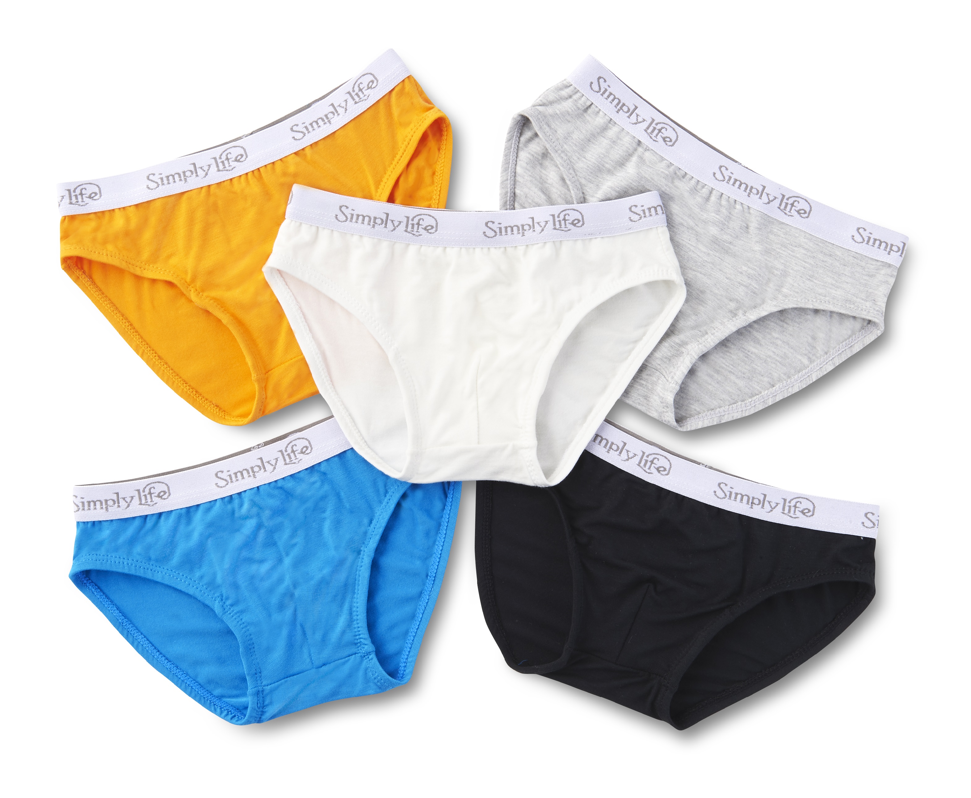 Simply Life - Bamboo - Boys Bamboo Briefs with Grey Jacquard Elastic Band (5-Pack Set)|,|