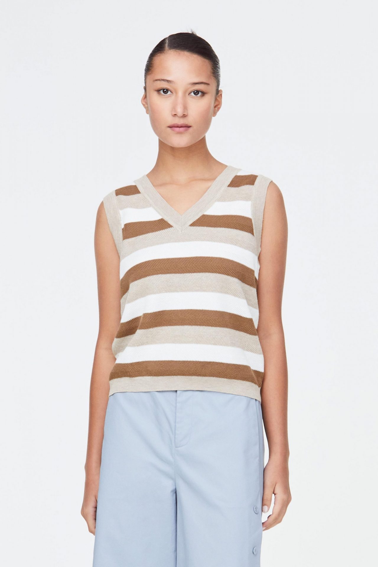 LALU Striped Knit Vest|,|