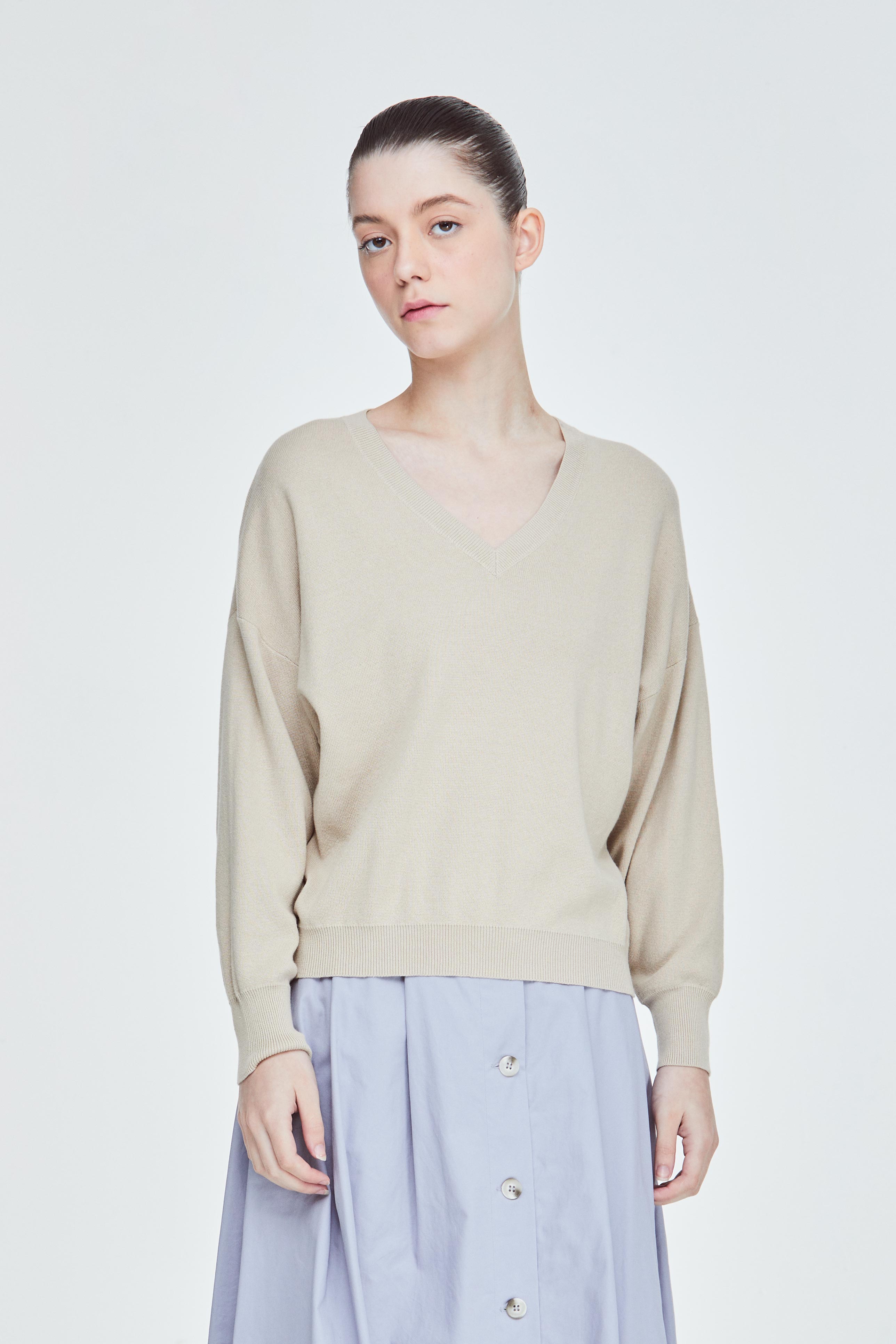 LALU Oversized V-Neck Sweater|,|