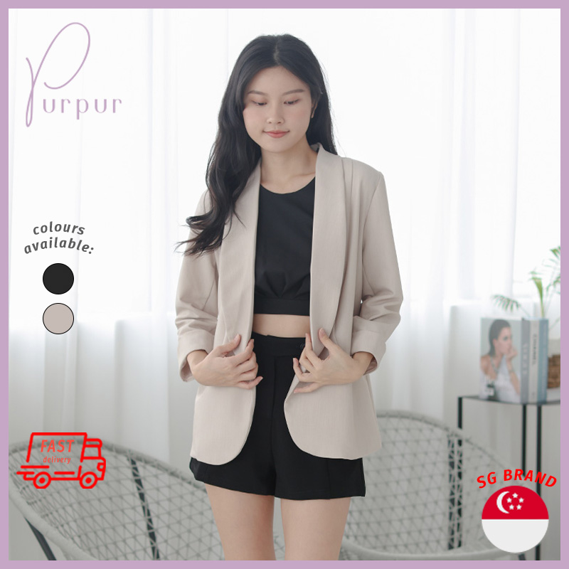 Purpur Womens Outerwears Vanessa Cuff Sleeve Blazer Sand|,|