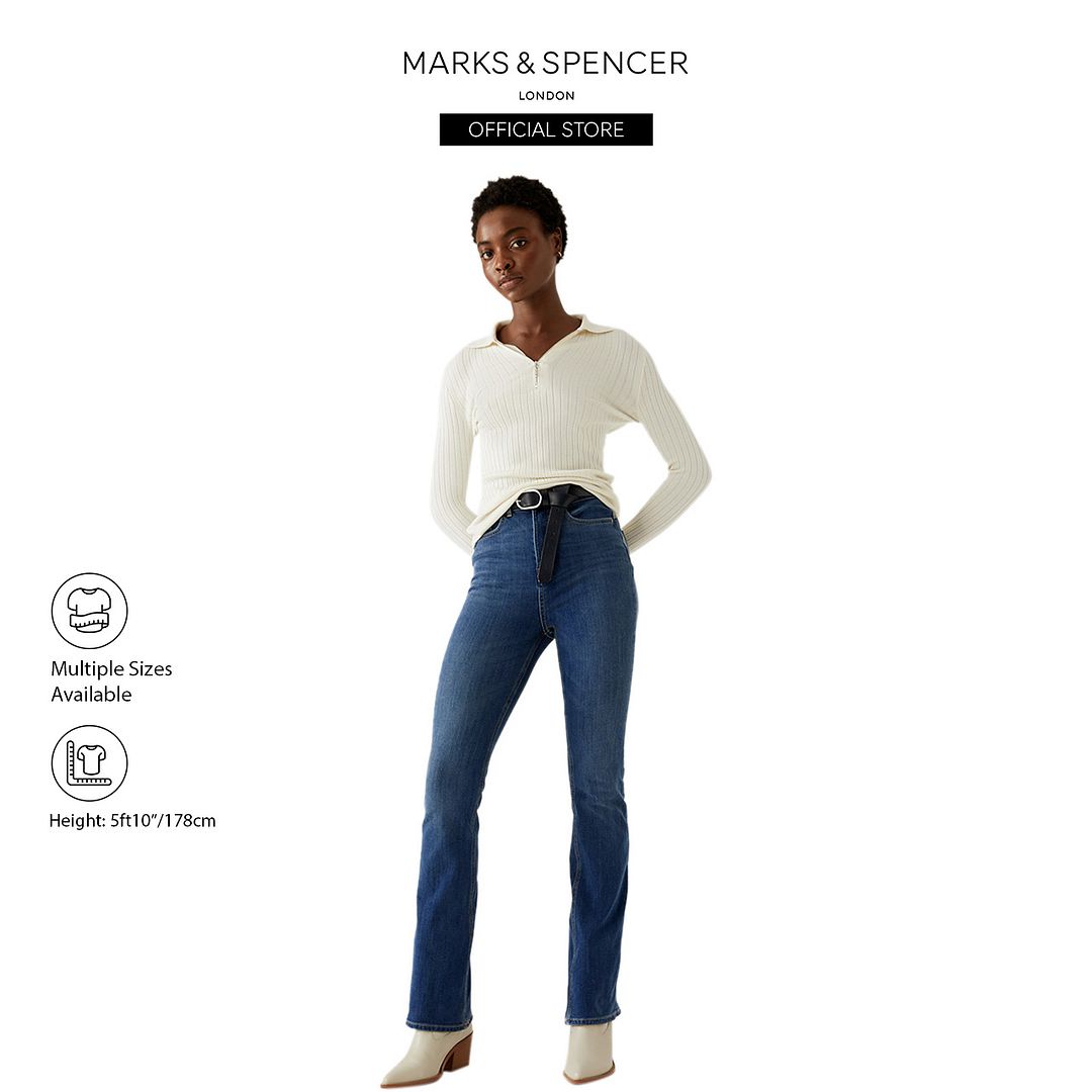 M&amp;S Magic Shaping High Waisted Slim Flare Jeans - T57/6014|,|