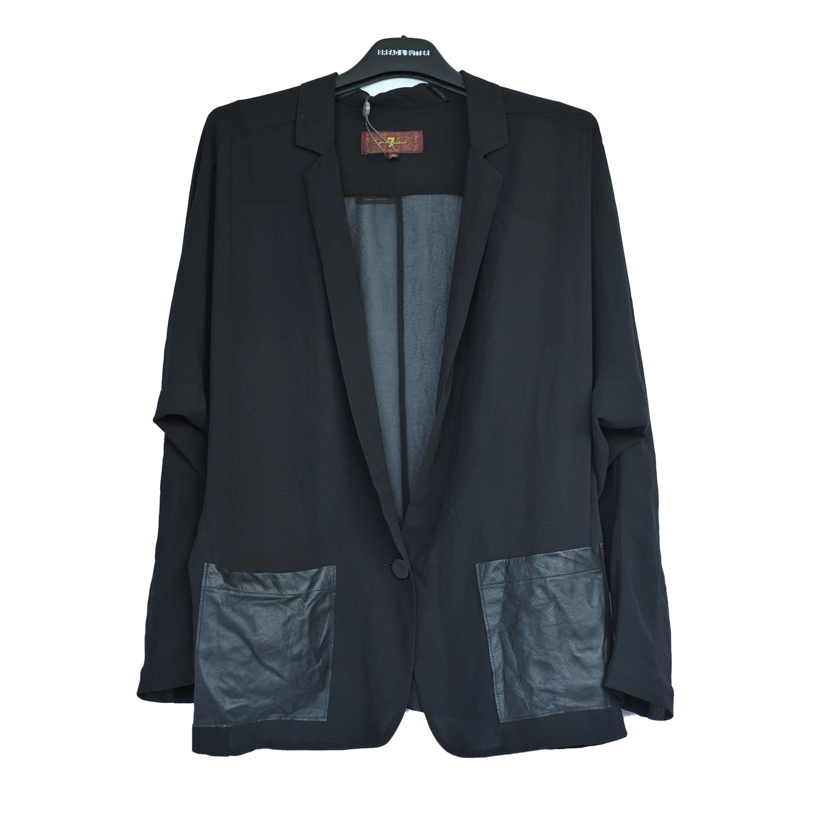 7 For All Mankind Women&#x27;s Black Chiffon Blazer|,|