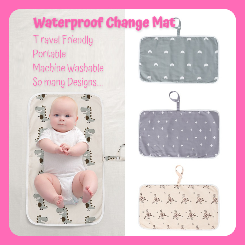 [SG Ready Stock] Portable Baby Reversible Changing Reusable Washable Waterproof Travel Mat Diaper Pad [Little Gems]|,|