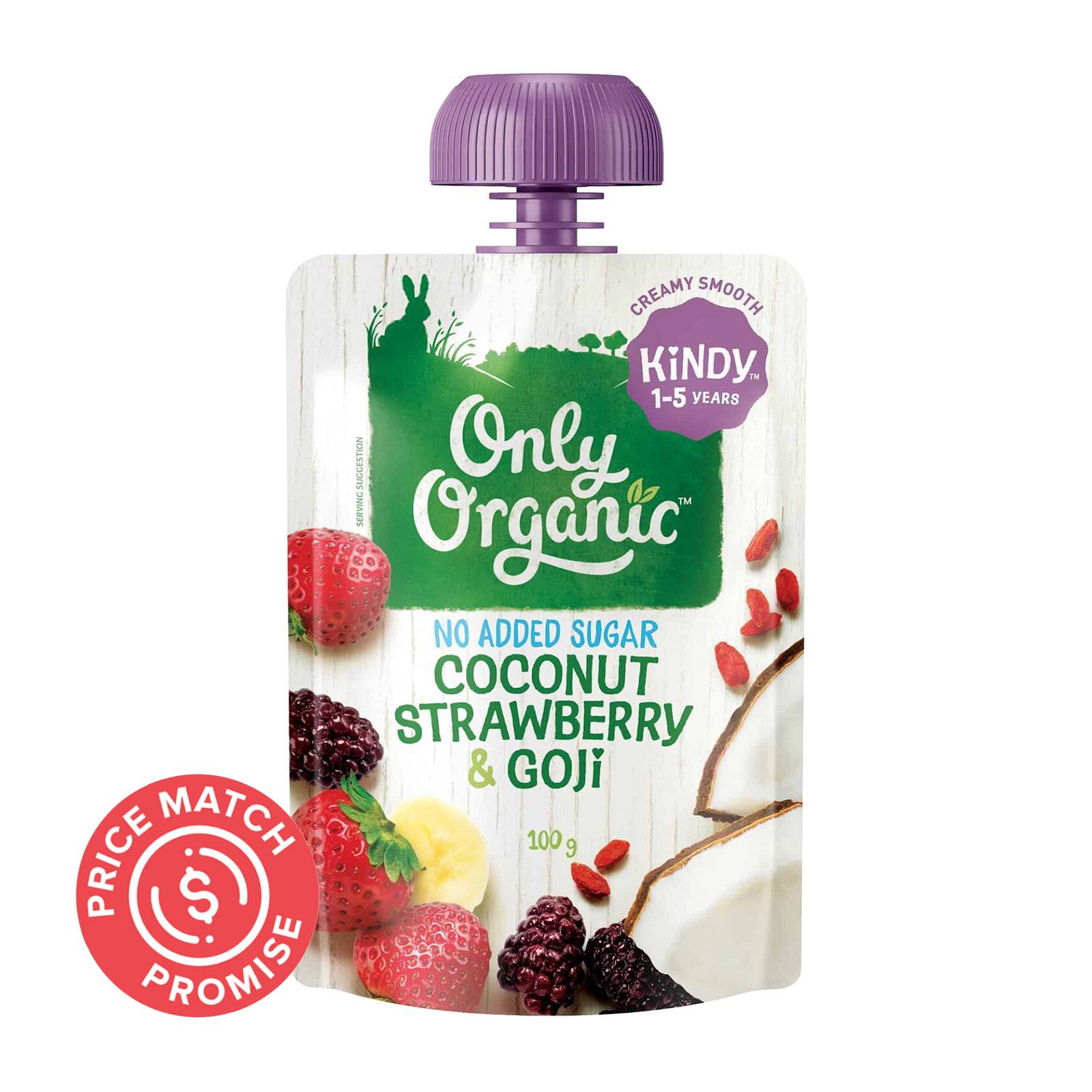 Only Organic Coconut Strawberry &amp; Goji Smoothie 100G - From 1-5 Years Jar|,|