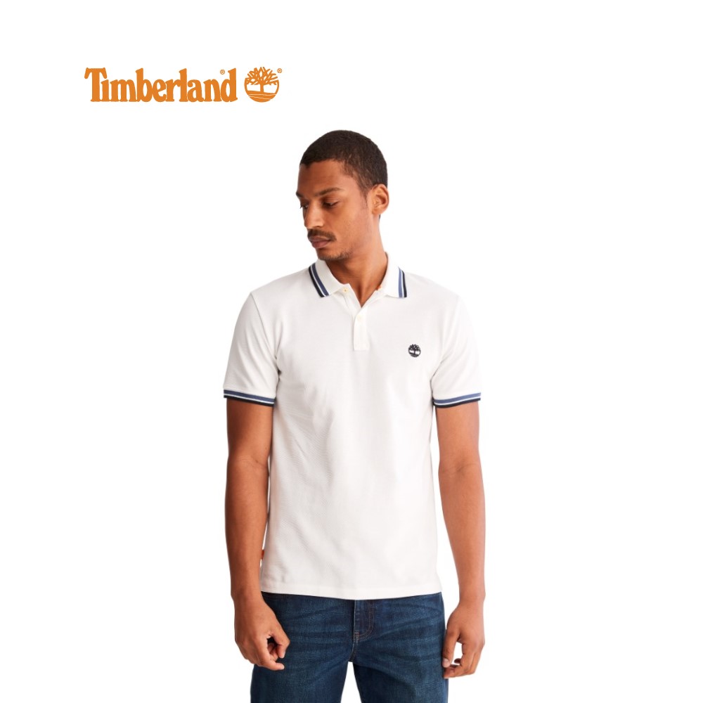 Timberland Men&#x27;s Millers River Tipped Pique Polo Shirt White|,|