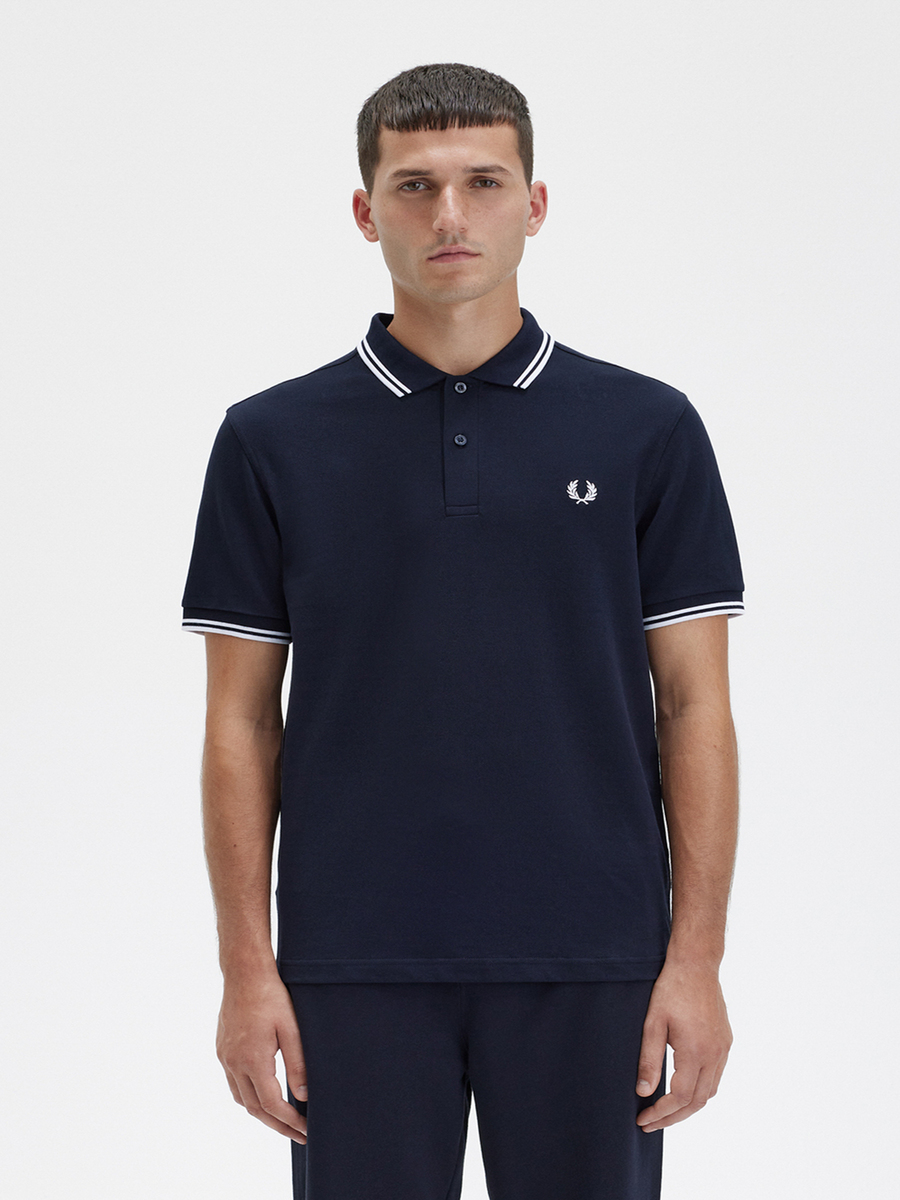 Fred Perry M3600 Twin Tipped Fred Perry Shirt (Navy/White/White)|,|