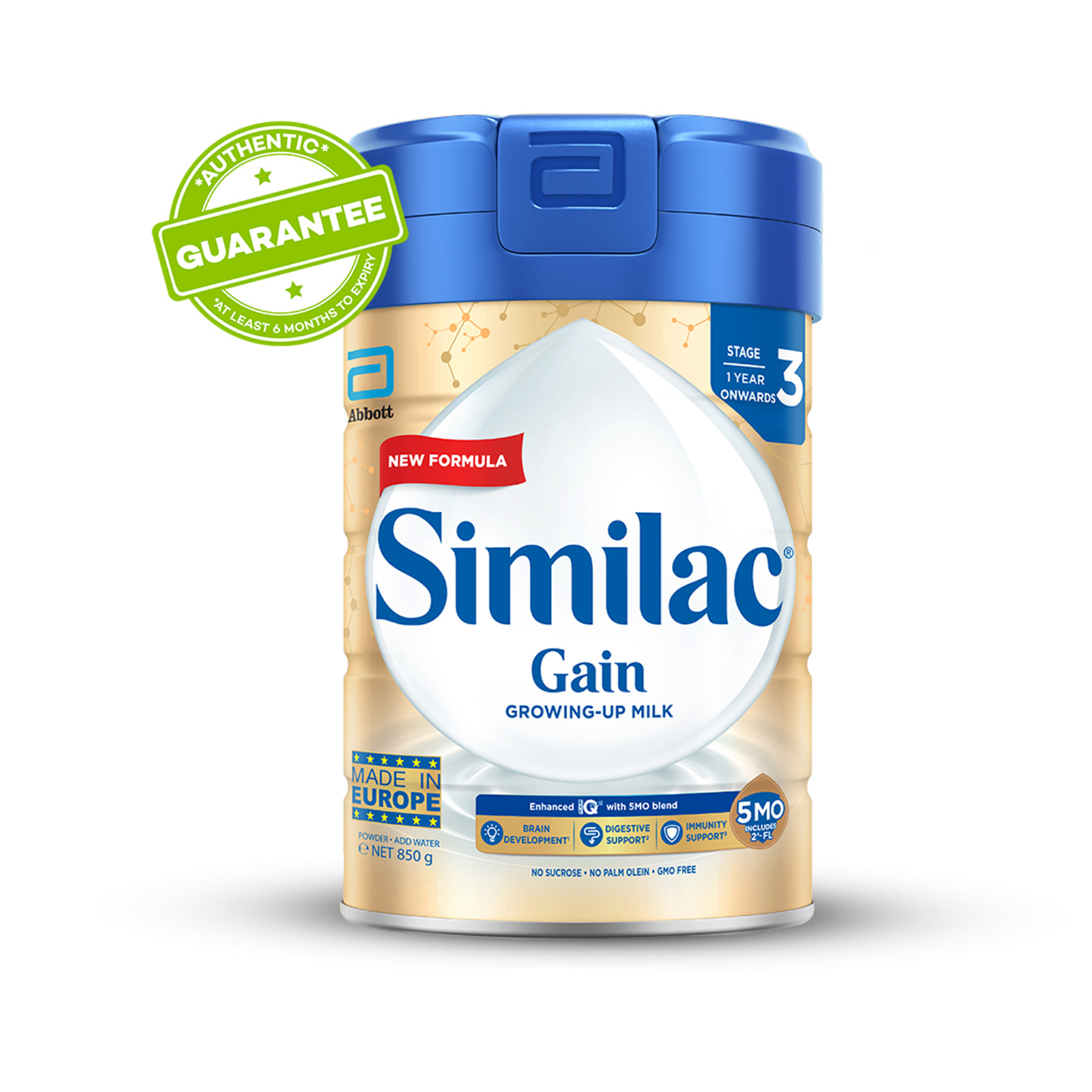 Similac Gain 5MO Stage 3 Growing-Up Baby Milk Powder Formula 850 G (1 Year Onwards)|,|
