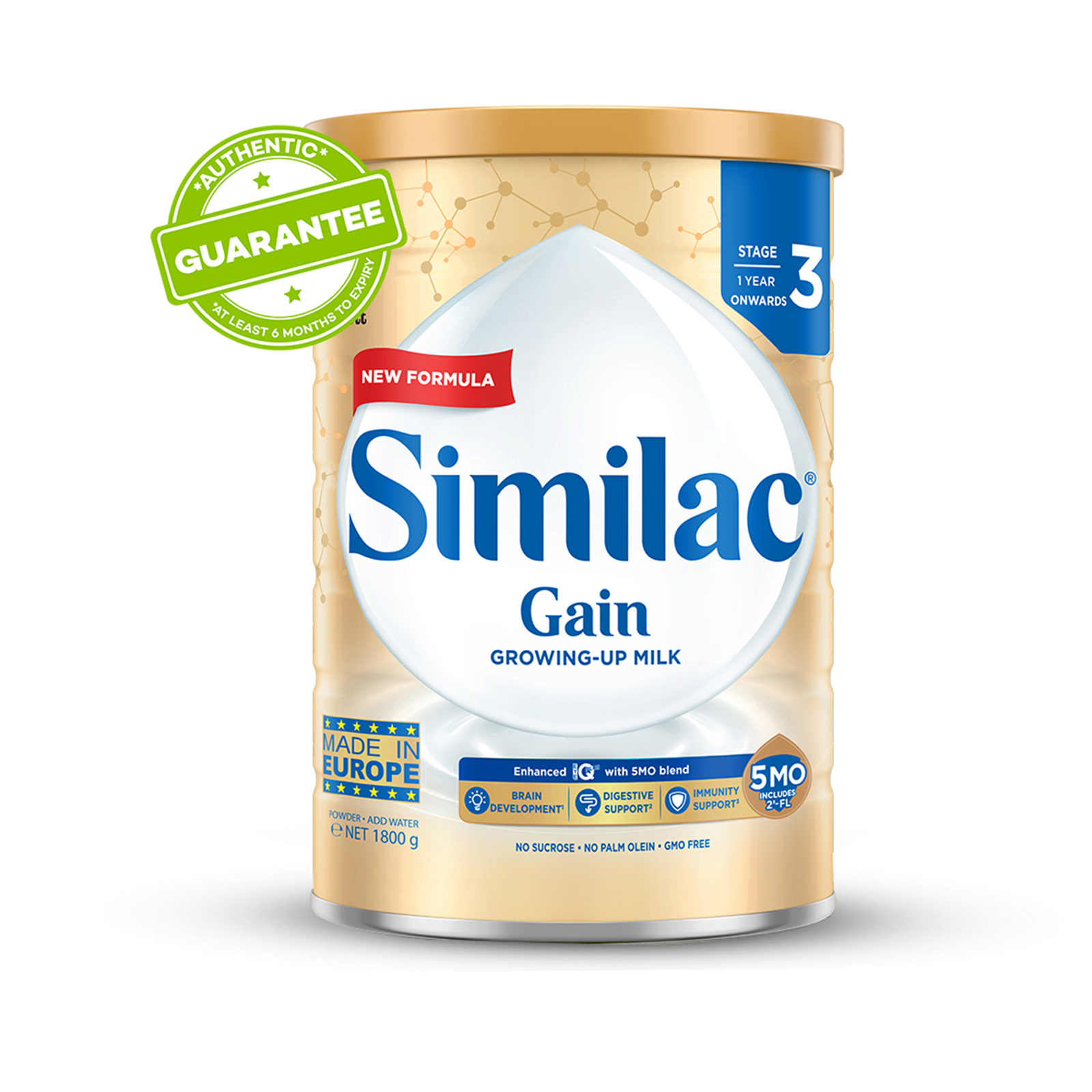Similac Gain 5MO Stage 3 Growing-Up Baby Milk Powder Formula 1.8 KG (1 Year Onwards)|,|