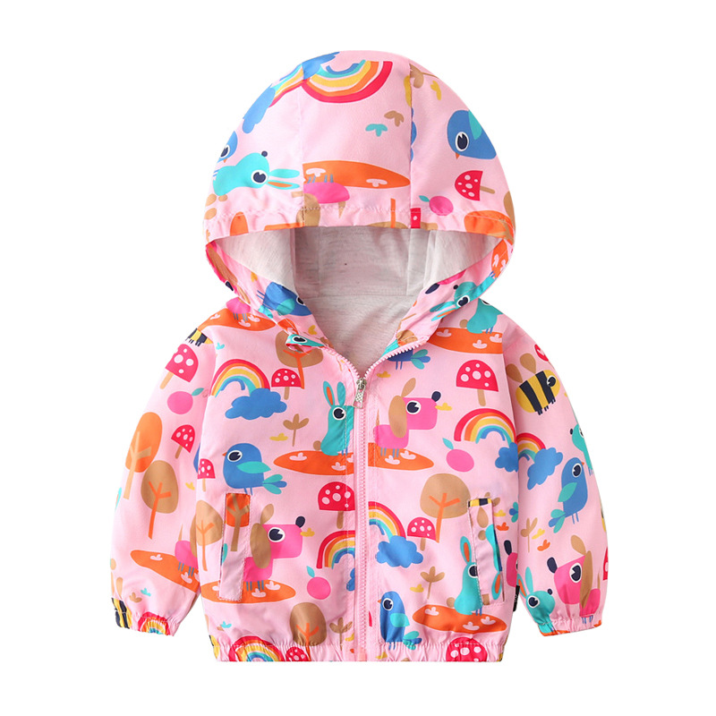 2023 Boys Jackets Children Hooded Zipper Windbreaker Baby Girl Clothes Fashion Print Coat Waterproof|,|