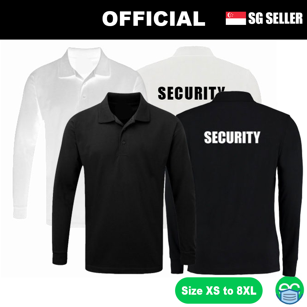 Men EU Size T shirt Security Polo Cool Tee Tops Long Sleeved Black T-shirt Long Sleeve Polo Dri-Fit Shirt with Security Wording Security Tshirt Security Shirt Security Polo|,|