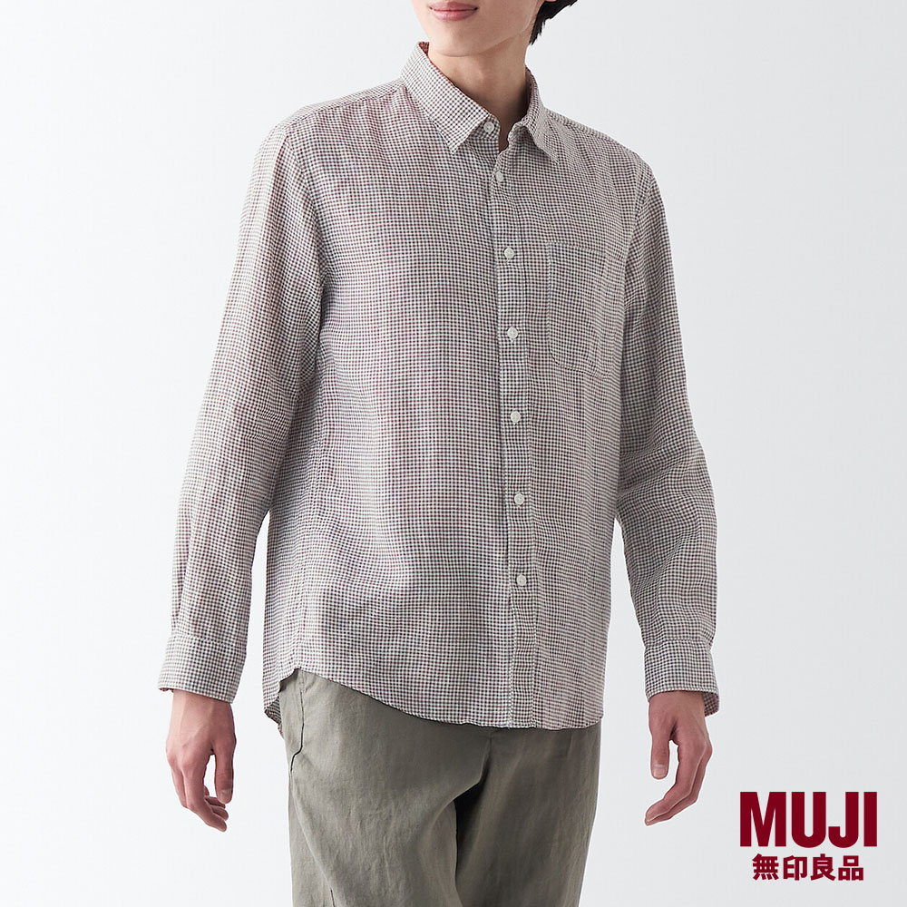 MUJI Men Hemp Washed-Shirt|,|