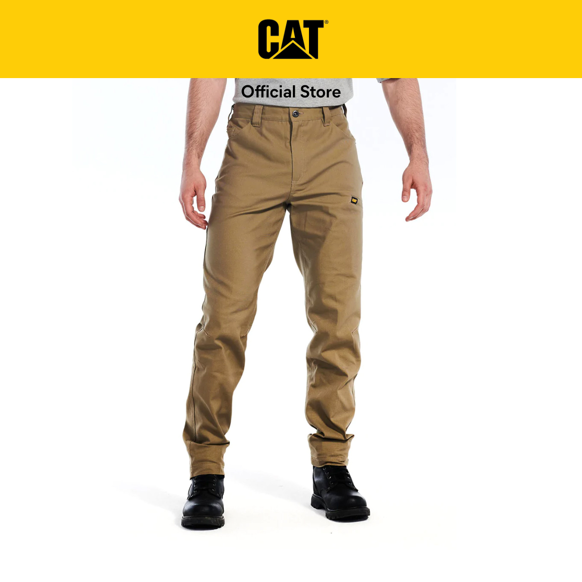 Caterpillar Men&#x27;s Stretch Canvas Utility Pants - Khaki (1810103-10401) Urban Streetwear | Heavy Duty Casual Pants|,|