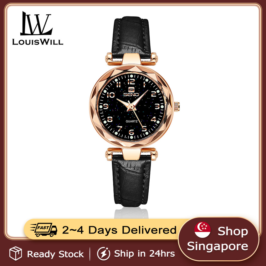 LouisWill Women Watches Casuals Retro PU Strap Watches Quartz Watches 3ATM Waterproof Watches Business Wristwatch Fashion Ultra-thin Watches Star Diamond Watch|,|