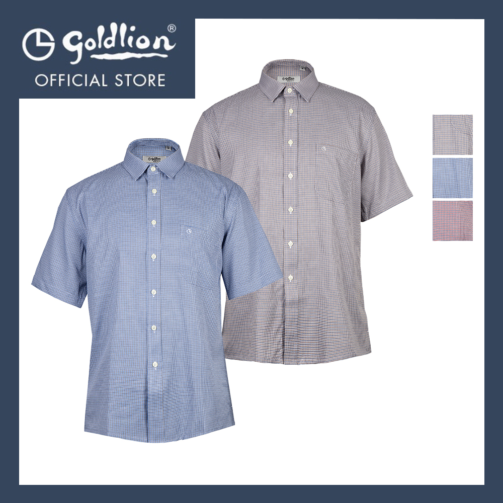 Goldlion Smart Casual Fit Cotton Short-Sleeved Shirt|,|