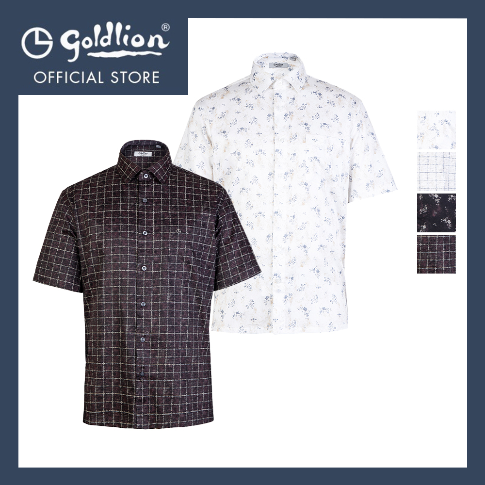 Goldlion Smart Regular Fit Cotton Short-Sleeved Shirt|,|