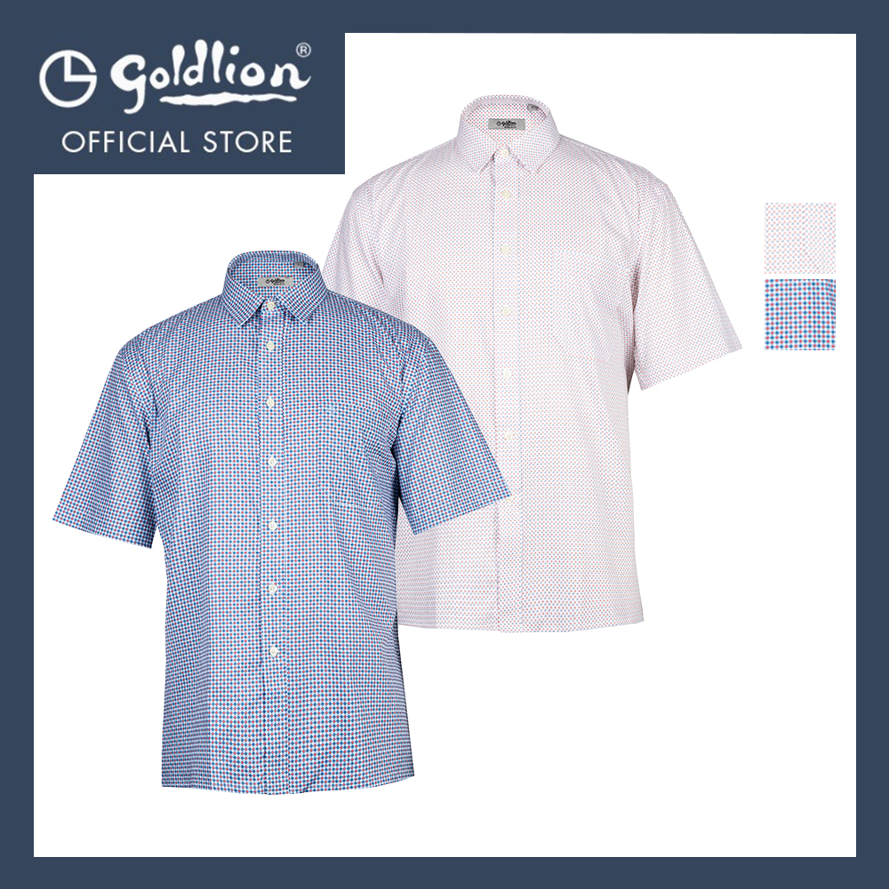 Goldlion Smart Casual Fit 100% Cotton Short-Sleeved Shirt|,|