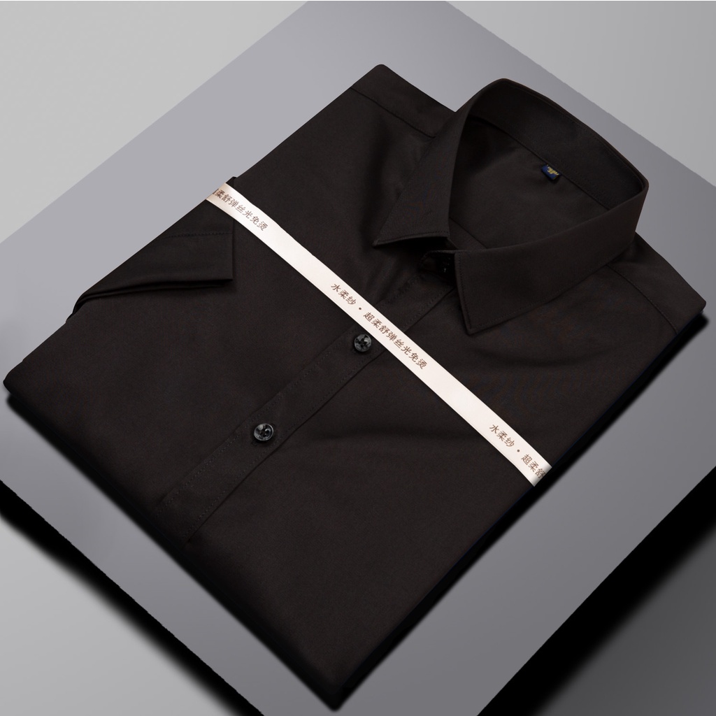 SG STOCK Men&#x27;s Solid color silk cotton non iron business shirt casual shirts short sleeved shirts|,|