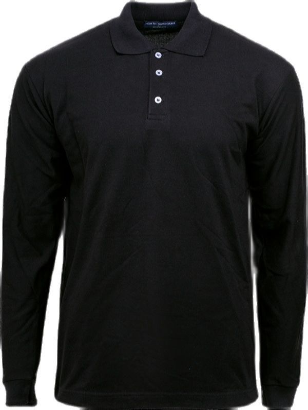 [Pre-Order]Black Long Sleeve Soft Touch Polo Collar Shirt (NHB24400)|,|