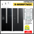 Hitachi R-W690P7MSX Big French 4 door fridge 540L|,|