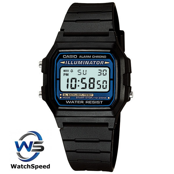 Casio F-105W-1A F-105W-1 Digital Black Resin Alarm Illuminator Men&#x27;s Sport Watch|,|