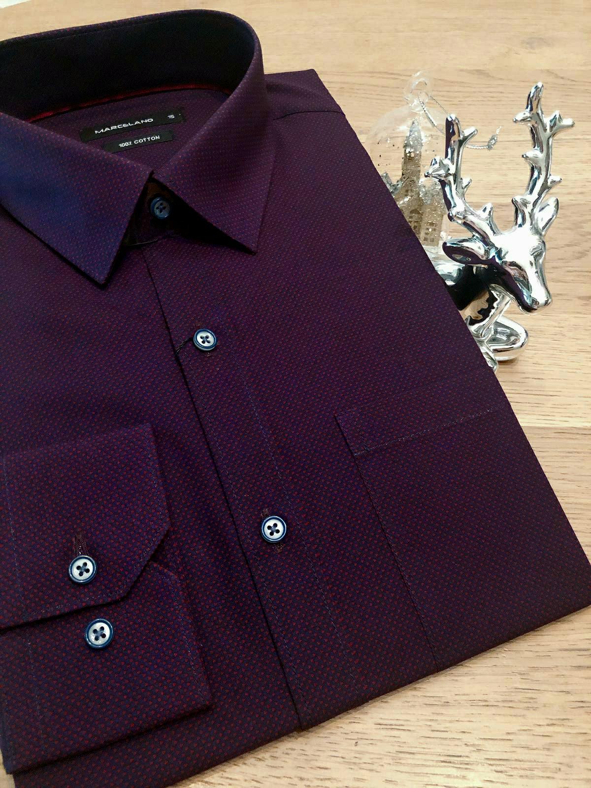 MARCELANO Men Printed Cotton Shirt Slim Fit Long Sleeve Casual Wear|,|