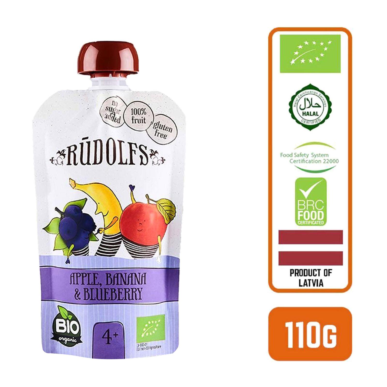Rudolfs Baby Organic Apple Banana And Blueberry 4 Plus Months|,|